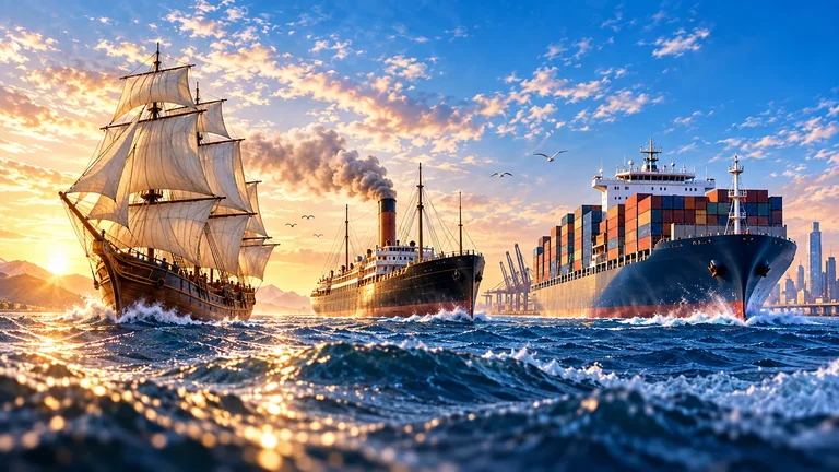 Illustration : Du bateau au porte-conteneurs